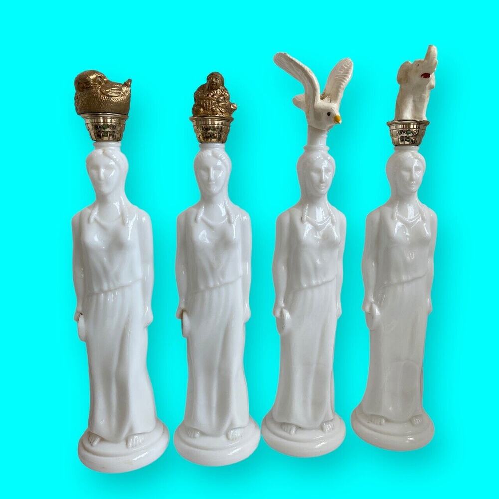 Grecian Godesses Headresses Altered Bottle Art Assemblage Birds Buddha Elephant